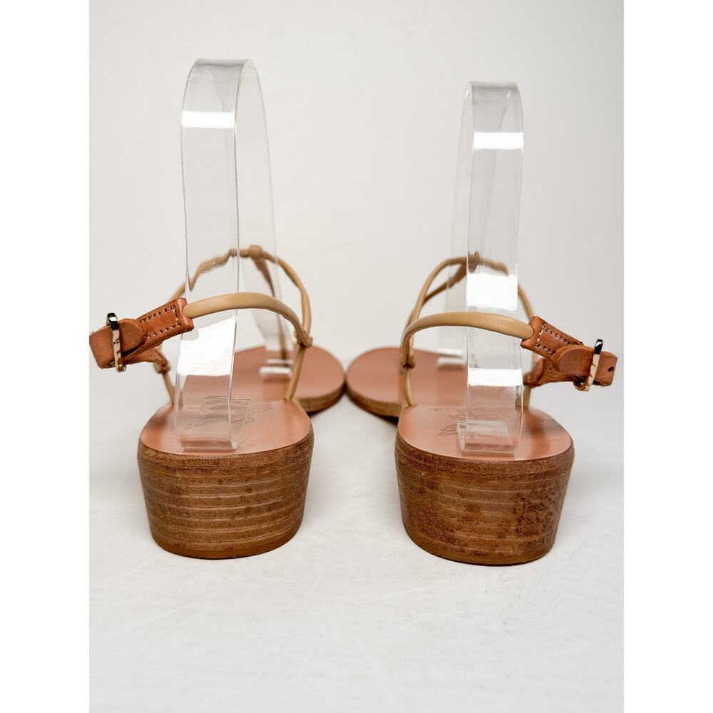 Ancient Greek Sandals Katerina Heel Sandal Tan Leather Strappy Sz 37 Greece - Picture 4 of 14